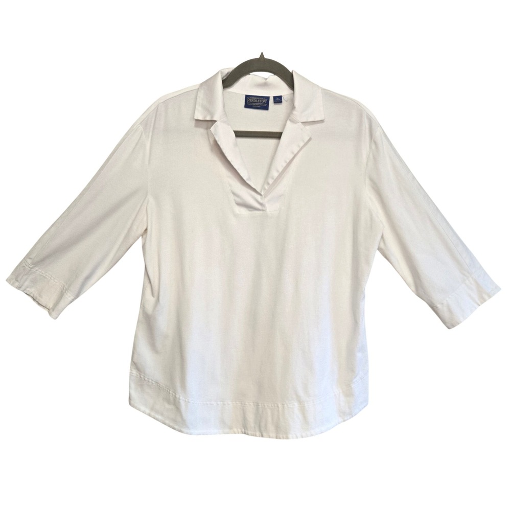 Pendleton Womens Classic Chic NWOT White 3/4 Sleeve V-Neck Knit Top XL Petite